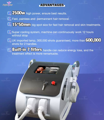 2 Handles IPL Laser Hair Removal Machine 2500W Skin Rejuvenation Beauty Machine