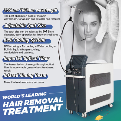 Alexandrite Laser Hair Removal Machine ND YAG 4000W 755nm 1064nm